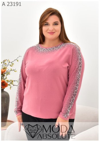 Жіноча кофта зі стразами в зміїний принт А 23191